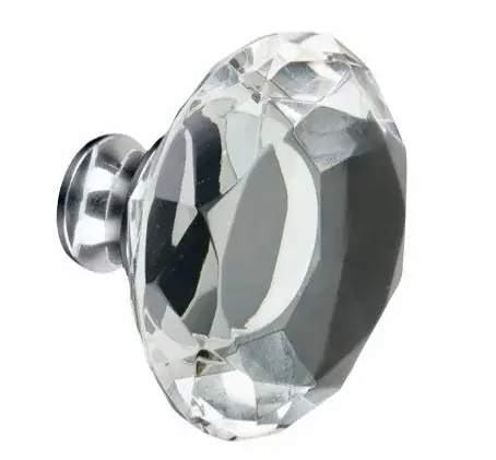 Weekendaanbieding Knop Rond Kristal 50 mm chroom