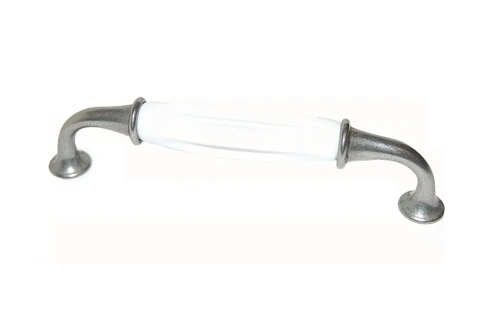 Hoge Kwaliteit Greep Porselein wit en Tin Kleur 128 mm