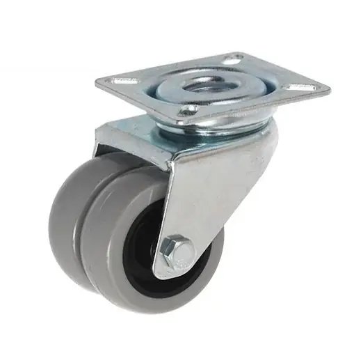 Premium Dubbel zwenkwiel Ø50 mm met bevestigingsplaat voor zware last grijs