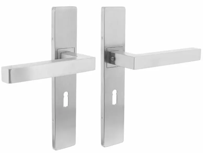 Intersteel deurklink 1337 vierkant op verdekt schild rechthoek SL56 mm rvs Uitverkoop