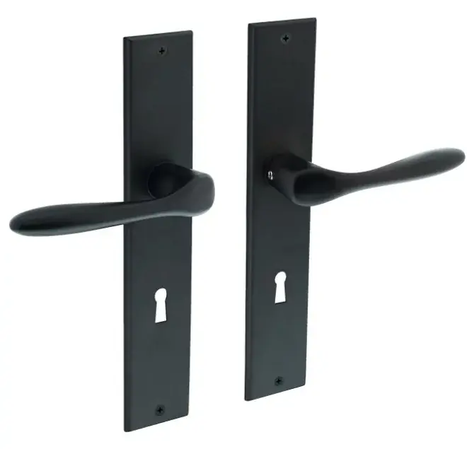 Beperkt Aanbod Intersteel deurklink Banaan met schild 236x44x5mm SL72 mat zwart