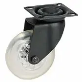 Zwenkwiel Transparant zwart 75 mm Met Plaat Flitsaanbieding