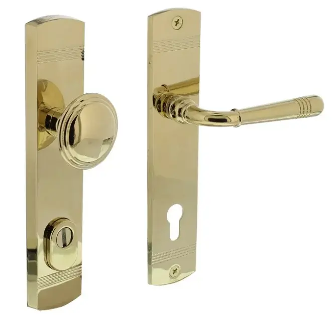 Dagaanbieding Intersteel voordeurbeslag Helena knop/kruk PC92 met kerntrek beveiliging messing PVD