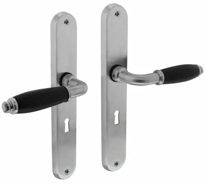 Hoge Kwaliteit Intersteel deurklink Courgette met ovaal schild 238x39x9mm SL56 mat chroom