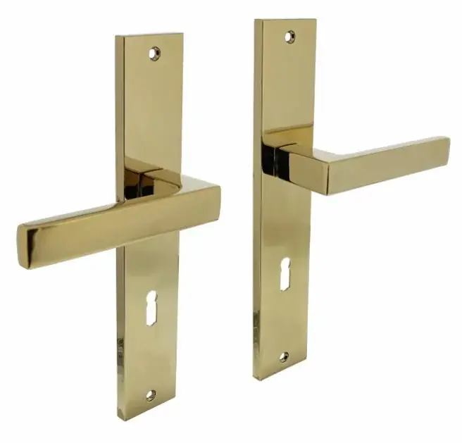 Lage Kosten Intersteel deurklink Hera op langschild SL72 PVD messingkleur