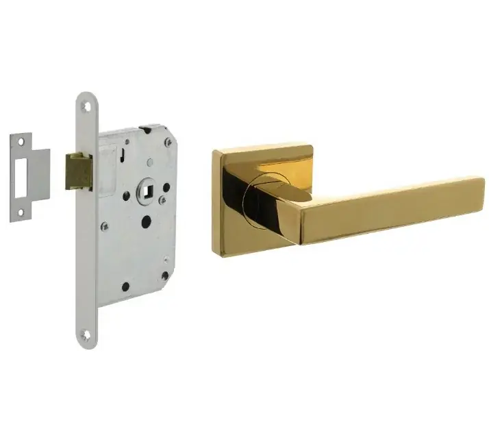 Intersteel deurbeslag set loopslot wit + deurklink Hera PVD messingkleur Beperkt Aanbod
