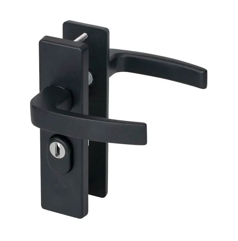 Nemef veiligheidsbeslag PC55 kortschild kruk/kruk 3407-II met kerntrek beveiliging SKG3 aluminium zwart Laatste Versie