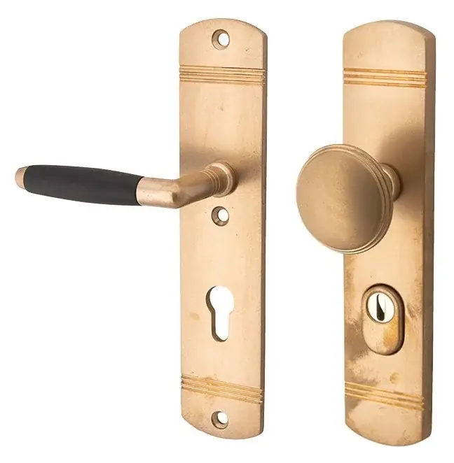 Seizoensaanbieding SKG3 PC72 knop/kruk op schild Ton links + kerntrekbeveiliging messing antiek