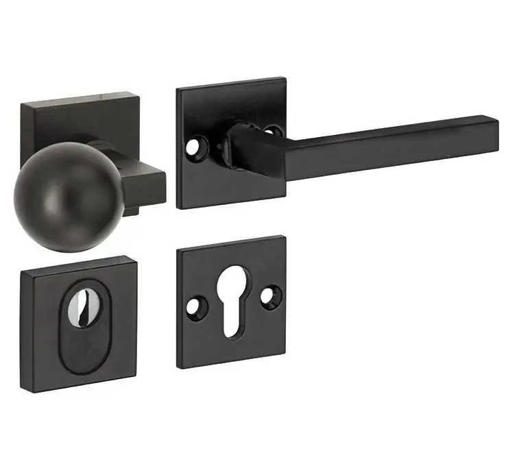 Koopje SKG3 knop/kruk op rozet Kare rechts + kerntrekbeveiliging mat zwart