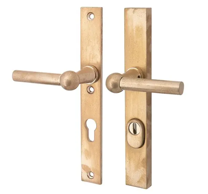 SKG3 PC55 kruk/kruk op smalschild Chemin de fer links + kerntrekbeveiliging messing antiek Must-Have