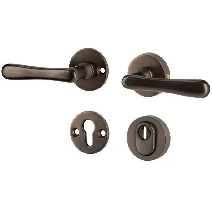 SKG3 kruk/kruk op rozet Linea links + kerntrekbeveiliging messing antiek brons Weekendaanbieding