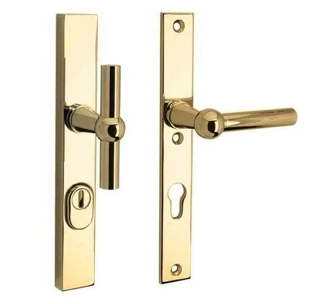 SKG3 PC55 knop/kruk op smalschild Chemin de fer rechts + kerntrekbeveiliging messing ongelakt Flitsaanbieding