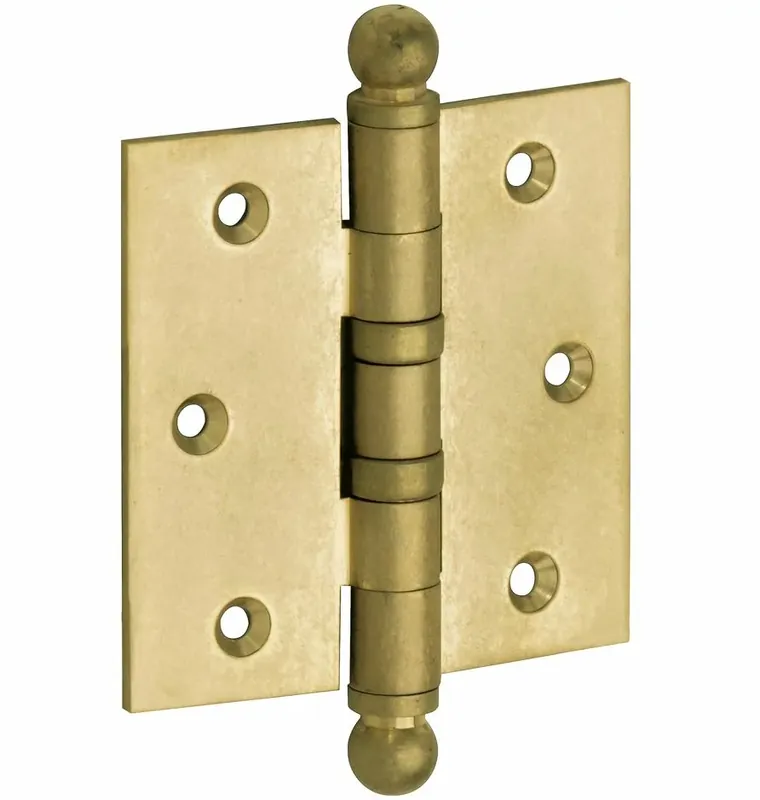 Kogellagerscharnier 76×76 rechte hoek bol messing antiek Flitsaanbieding