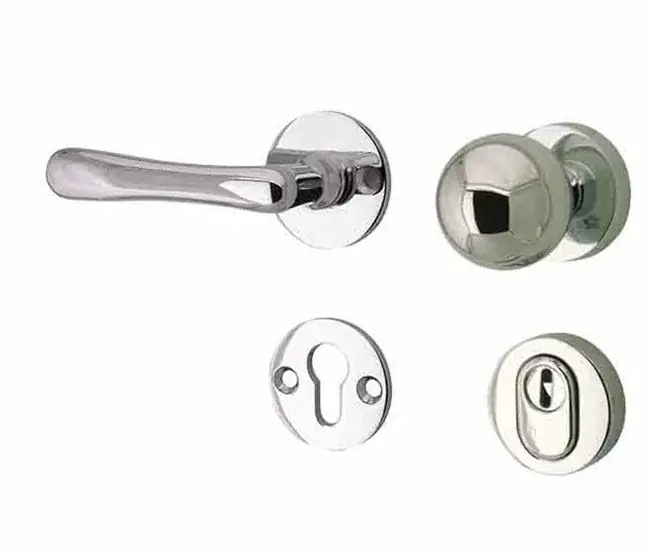 SKG3 knop/kruk op rozet Linea links + kerntrekbeveiliging glans nikkel/glans chroom Koop Online