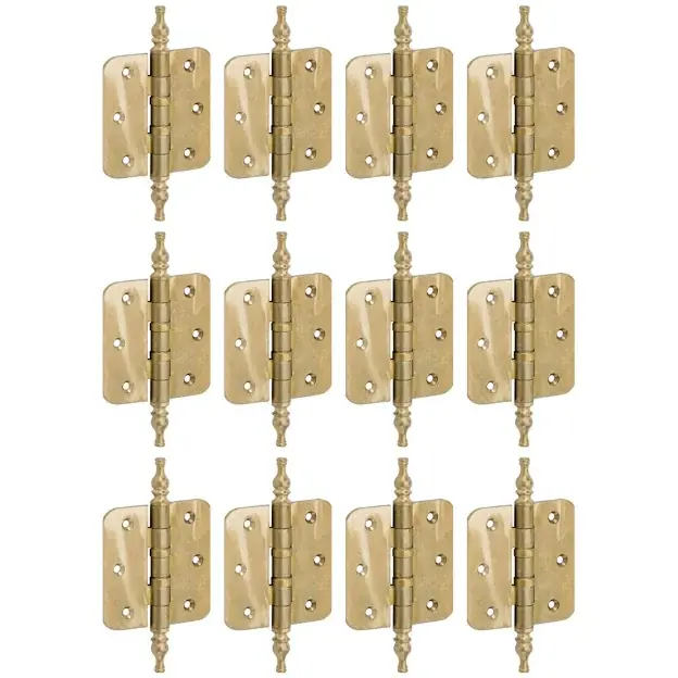 Set van 12 kogellagerscharnieren 89×89 ronde hoek vaas messing antiek Voordeelprijs