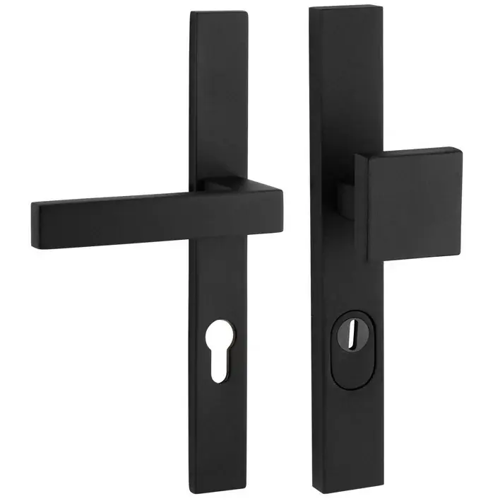 SKG3 PC72 knop/kruk Metro links op rechthoekig smal schild PRIO + kerntrekbeveiliging zwart Beperkt Aanbod