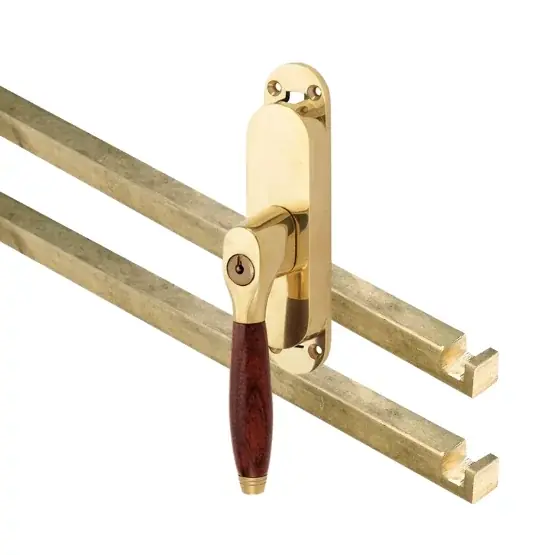 Kruk-espagnolet afsluitbaar Bonton Bubinga links messing ongelakt inclusief 2 stangen Express Levering