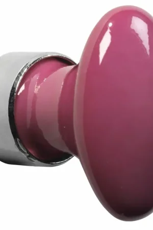 Meubelknop ovaal porselein 33mm glans nikkel/fuchsia Gereduceerde Prijs