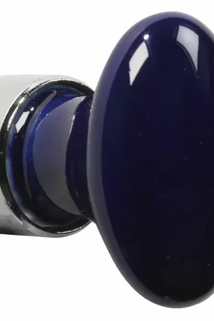 Betaalbaar Meubelknop ovaal porselein 33mm glans nikkel/sevresblauw