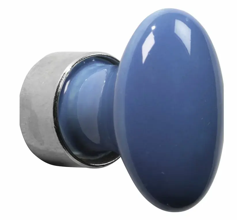 Meubelknop ovaal porselein 33mm glans nikkel/blauw Shop Nu