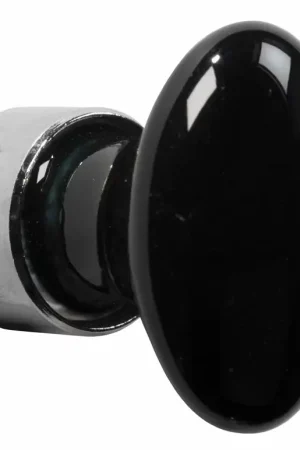 Must-Have Meubelknop ovaal porselein 33mm zwart/glans nikkel