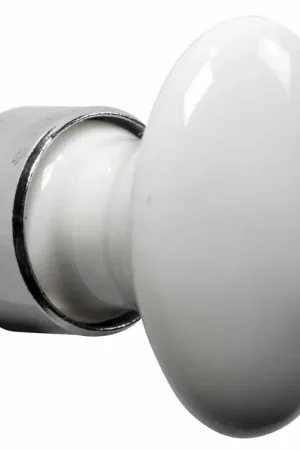 Meubelknop ovaal porselein 33mm wit/glans nikkel Populair