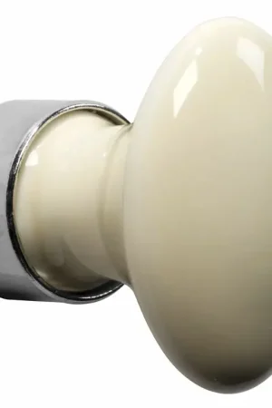 Meest Verkocht Meubelknop ovaal porselein 33mm ivoor/glans nikkel