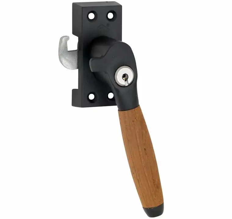 Aanbieding SKG Raamsluiting Met sluitplaat rechts Ton teak mat zwart