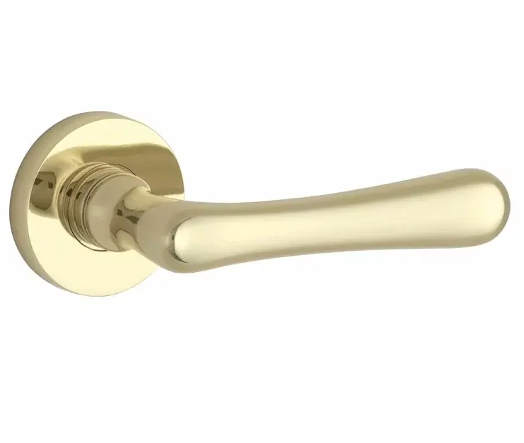 Merkproduct Deurklink op geveerd rozet Linea/Vivo messing ongelakt
