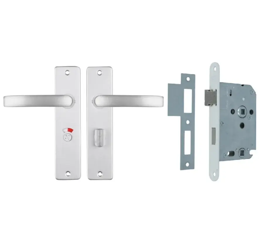 ODShop deurklink vierkant met kortschild WC63/8 en slot aluminium F1 Op = Op