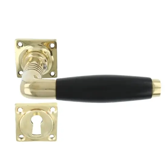 Favoriet Deurklink ton model messing gepolijst/ebbenhout