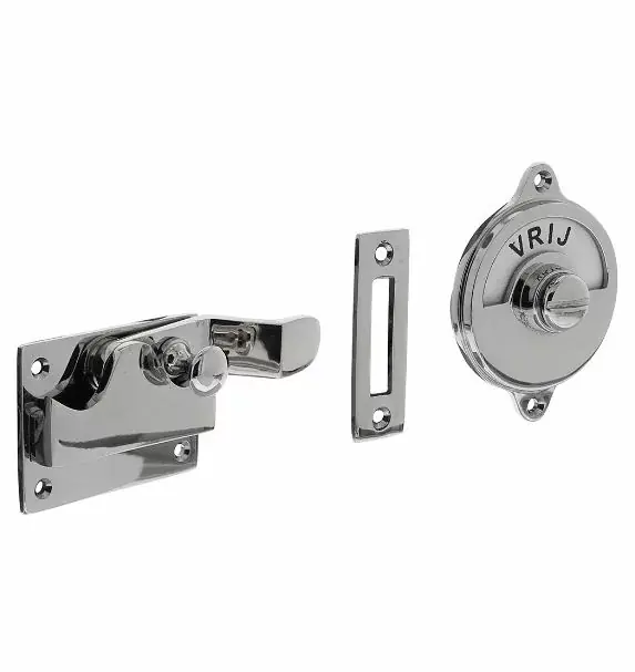 Intersteel wc-overslag met bocht en tekst “vrij / bezet” nikkel Dagaanbieding