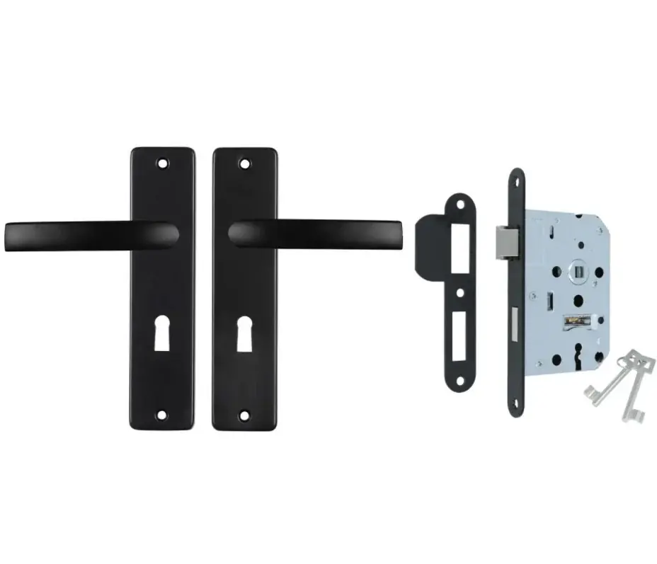 ODShop deurklink vierkant met kortschild SL56 en slot aluminium zwart Must-Have
