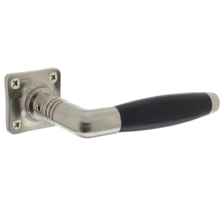 Koopje Intersteel enkele deurklink Ton basic met rozet 38x38x6mm nikkel mat/zwart