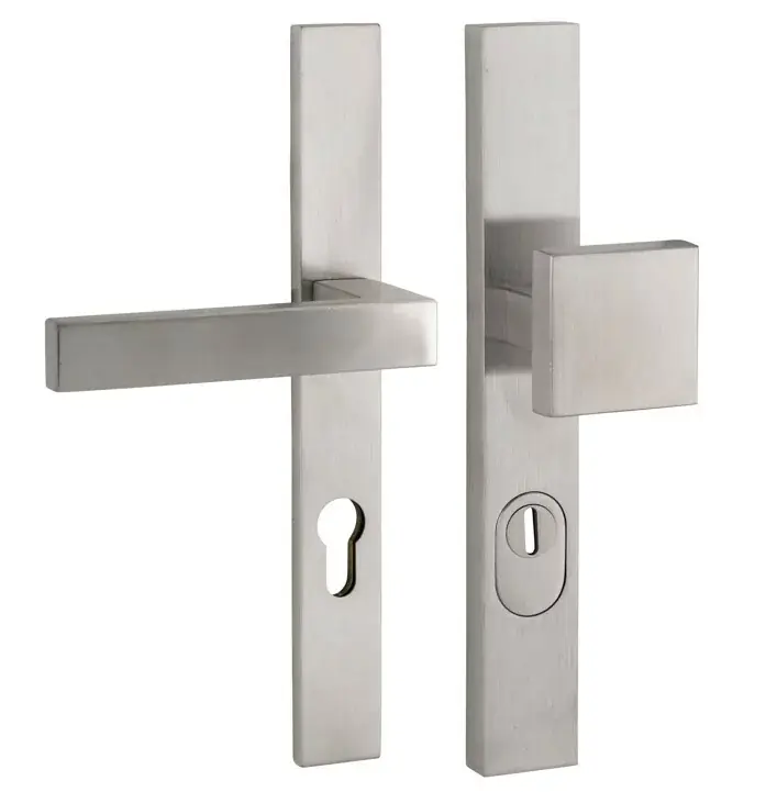 SKG3 PC72 knop/kruk Metro links op rechthoekig smal schild PRIO + kerntrekbeveiliging rvs Seizoensaanbieding