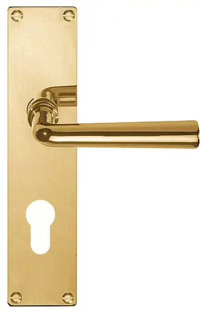 Veilige Betaling Deurklink op schild cilindergat TIMELESS 1925MPY PC55 messing ongelakt