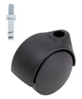 Nieuw Meubelwiel zwart Kunststof 40 mm Stift M8