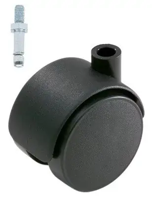 Betaalbaar Meubelwiel zwart Hard 40 mm Stift M8