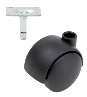 Meubelwiel zwart Kunststof 40 mm met Bevestigingsplaat Gecertificeerd
