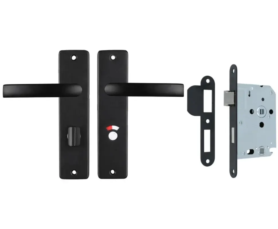 ODShop deurklink vierkant met kortschild WC63/8 en slot aluminium zwart Populair