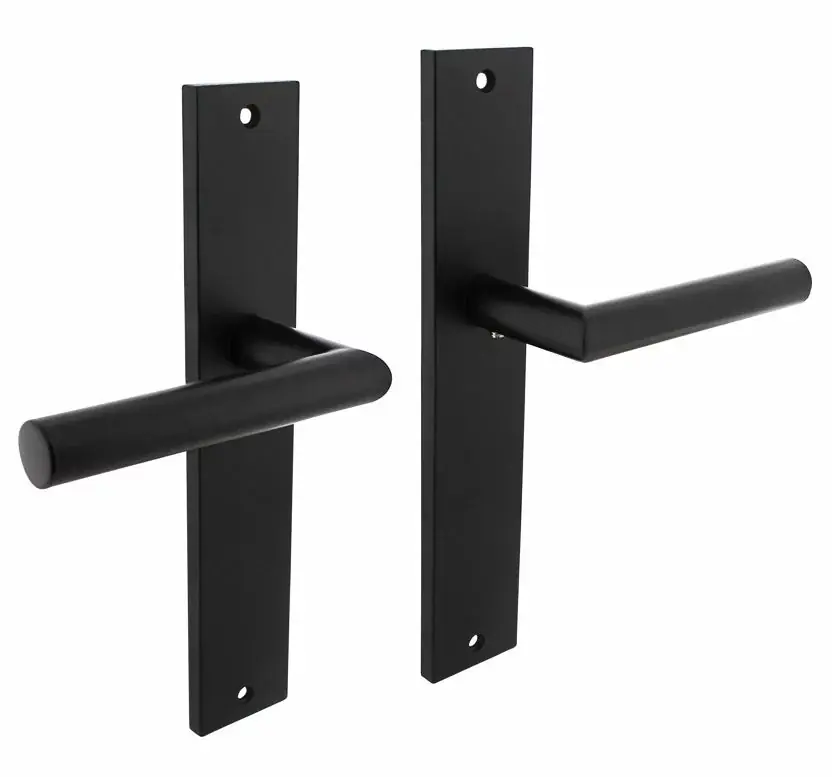 Laatste Versie Intersteel deurklink Bastian op langschild blind mat zwart