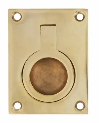 Intersteel Luikring recht 65mm x 49mm messing gelakt Speciale Aanbieding