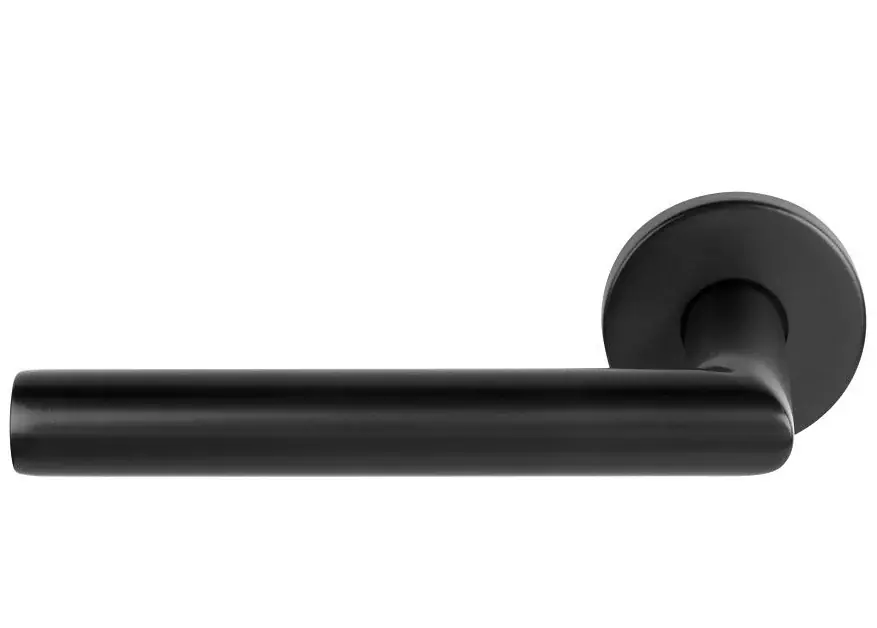Enkele deurklink links BASICS LBII-19 op ronde rozet PVD gunmetal Gecertificeerd