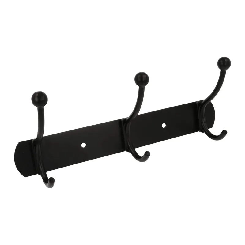Nieuw Differnz kapstok 3 haken dubbel aluminium rvs mat zwart