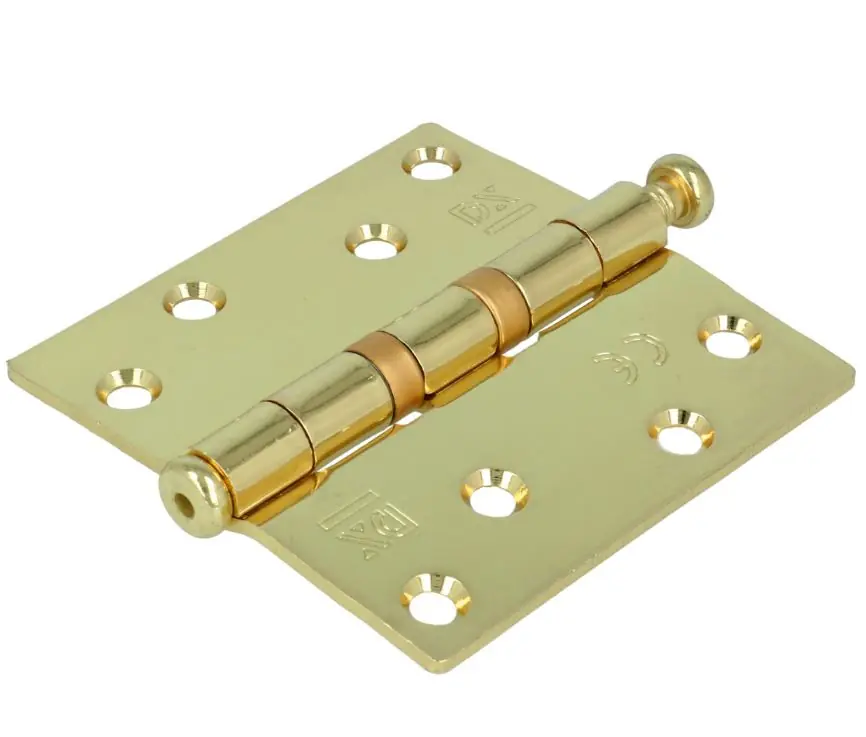 Gratis Retour DX Kogellagerscharnier 89×89 mm rechte hoek losse pen vermessingd