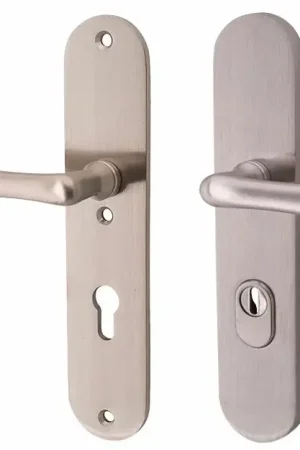 SKG3 PC55 kruk/kruk op ovaal schild Linea links + kerntrekbeveiliging mat nikkel/mat nikkel PVD Gereduceerde Prijs