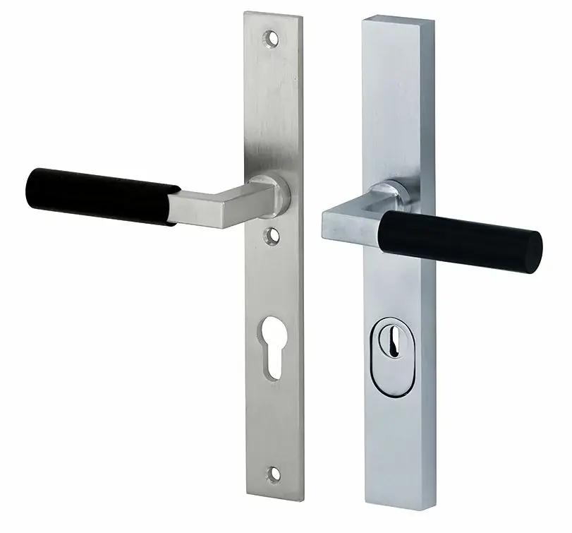 SKG3 PC55 kruk/kruk op smalschild Bauhaus ebben links + kerntrekbeveiliging mat nikkel/mat nikkel PVD Hoge Kwaliteit