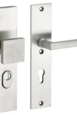 Aanbieding SKG3 PC92 knop/kruk op schild Kare/Bauhaus rechts + kerntrekbeveiliging mat nikkel/mat nikkel PVD
