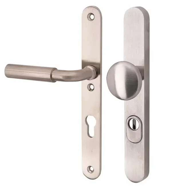 Beperkte Voorraad SKG3 PC55 knop/kruk op smalschild Frankfurt links + kerntrekbeveiliging mat nikkel/mat nikkel PVD