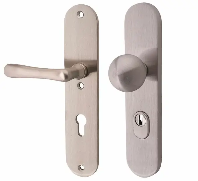 Rechtstreeks Van De Fabrikant SKG3 PC72 knop/kruk op ovaal schild Linea links + kerntrekbeveiliging mat nikkel/mat nikkel PVD